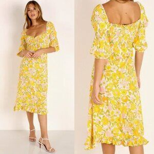 Faithful the Brand Nora 70’s Floral Smocked Midi Dress